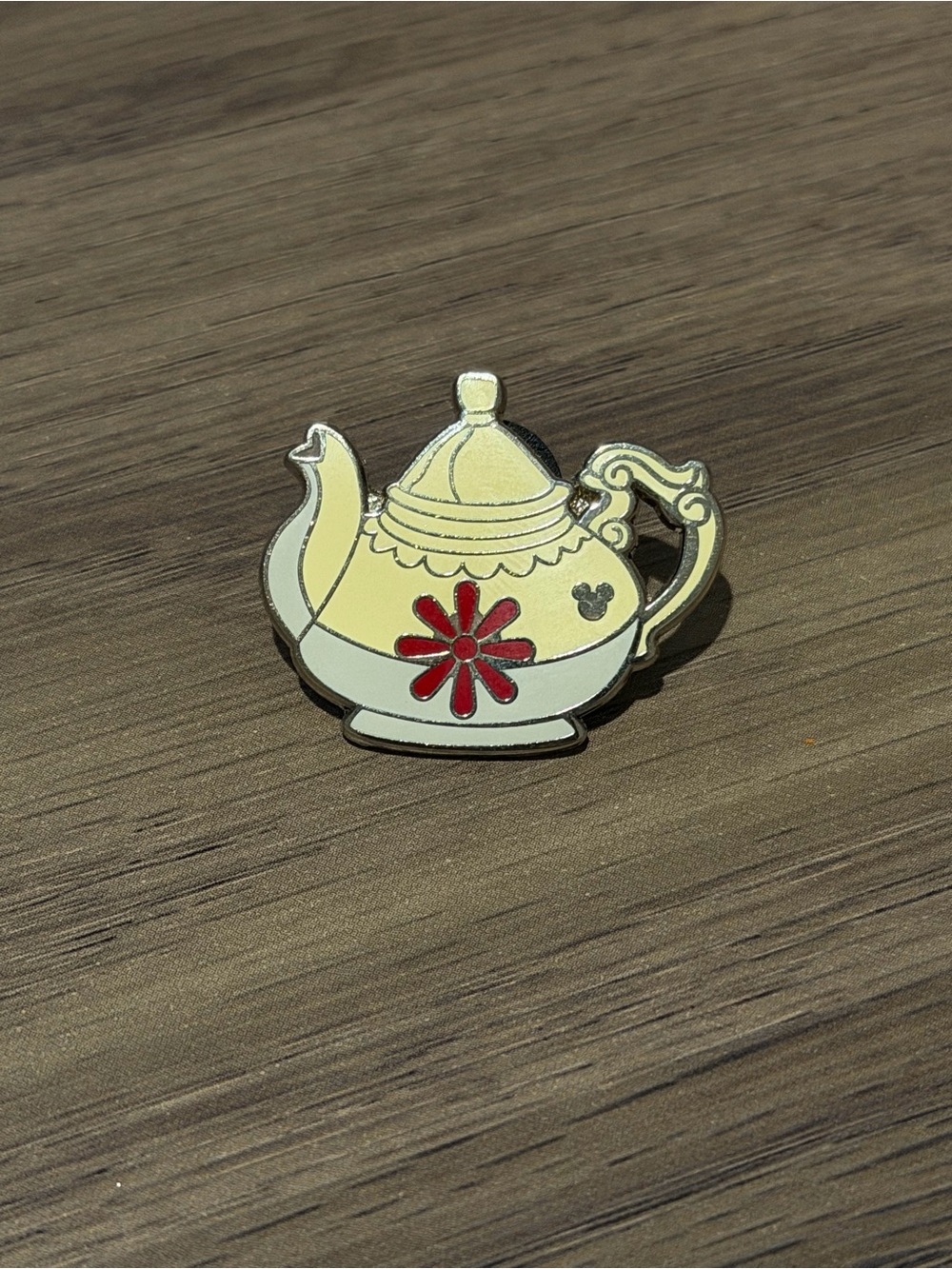 ⭐️3/$15⭐️ Enamel Teapot Pin - Yellow with Red Flower